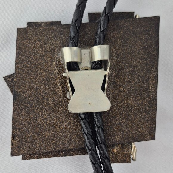 Handmade Geometric Shape Bolo Tie with Double Dove Bird Medallion - Picture 14 of 16